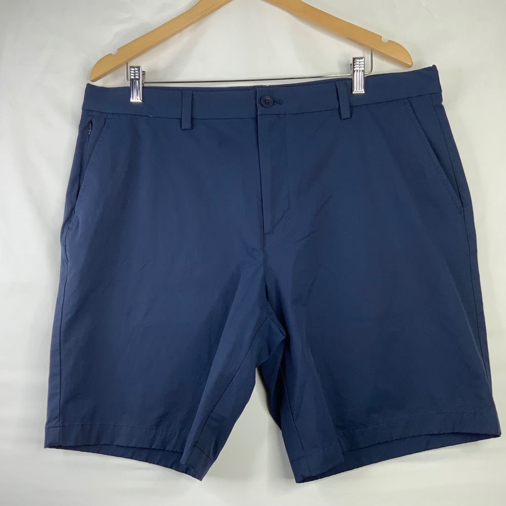 Vineyard Vines On The Go Shorts Mens 36 Navy Blue Performance Stretch Golf 9 In.